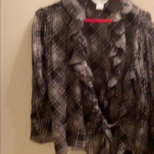 Black white and pink blouse